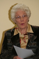 Dame Joan Harbinson speaking at the Open Door Club in Glenavy.